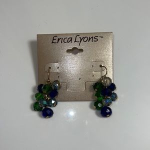 blue and green bead earrings!!